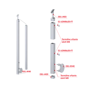 Nerezový stĺp, bočné kotvenie, pre sieť - slide 5