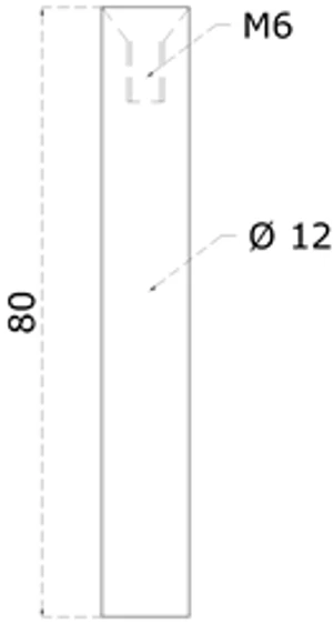 Čep ø 12 mm, L = 80 mm, broušená nerez AISI 304 - slide 1