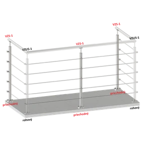 Nerezový stĺp, vrchné kotvenie, 5-radový M6 - slide 2