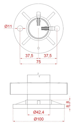 Nerezový stĺp,vrchné kotvenie,pre sieť,rohový 90° - slide 3