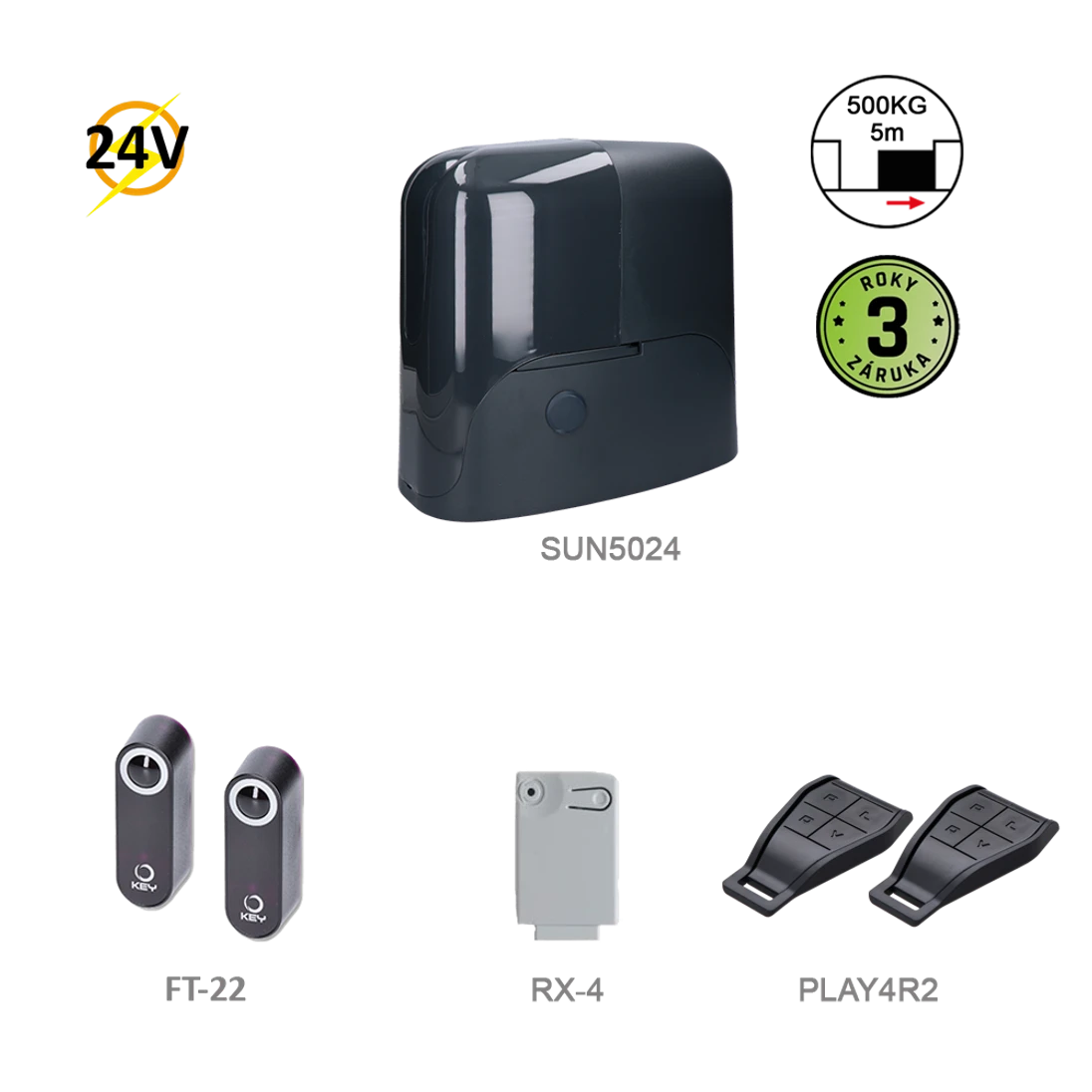 900KSUN5024KR2 SUNKIT DARK pro posuvnou bránu do 500 kg