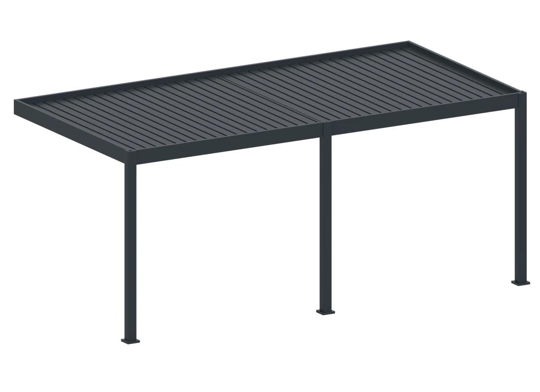 Bioklimatická pergola, hliníková 3 x 6 m, montovaná o stenu