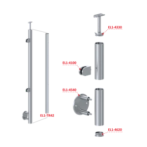 Nerezový stĺp, bočné kotvenie, výplň: sklo, ľavý - slide 2