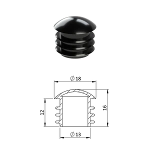Vnútorná krytka guľatá ø 18 mm, plastová, čierna - slide 0