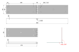 Závěs pásový 350 x 50 mm, žlutý zinek - slide 1