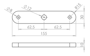 Kotviaca platňa L = 155 mm, brúsená nerez AISI 304 - slide 1