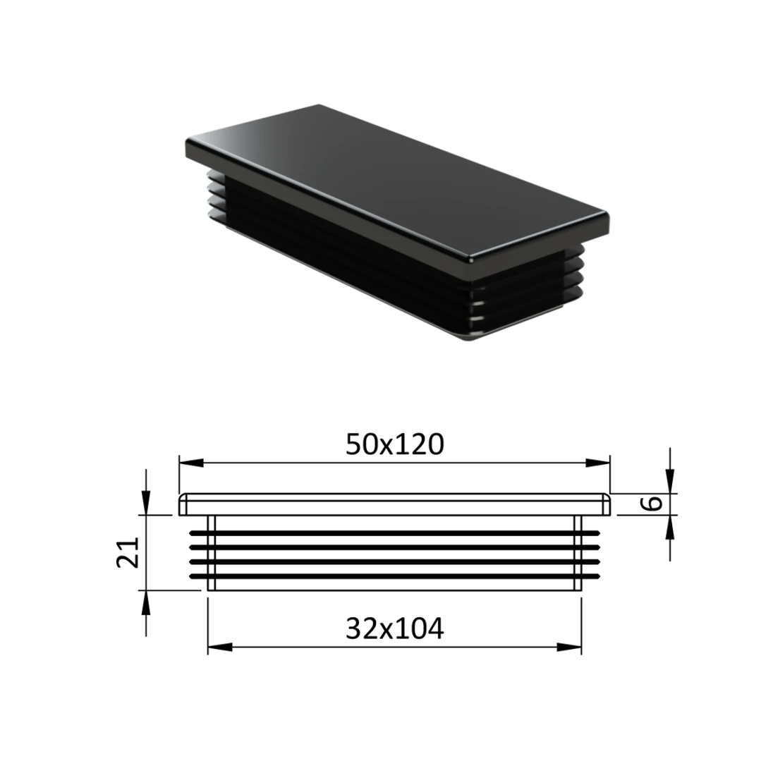 Krytka plastová 50 x 120 mm