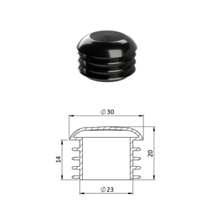 Vnútorná krytka guľatá ø 30 mm, plastová, čierna - slide 0