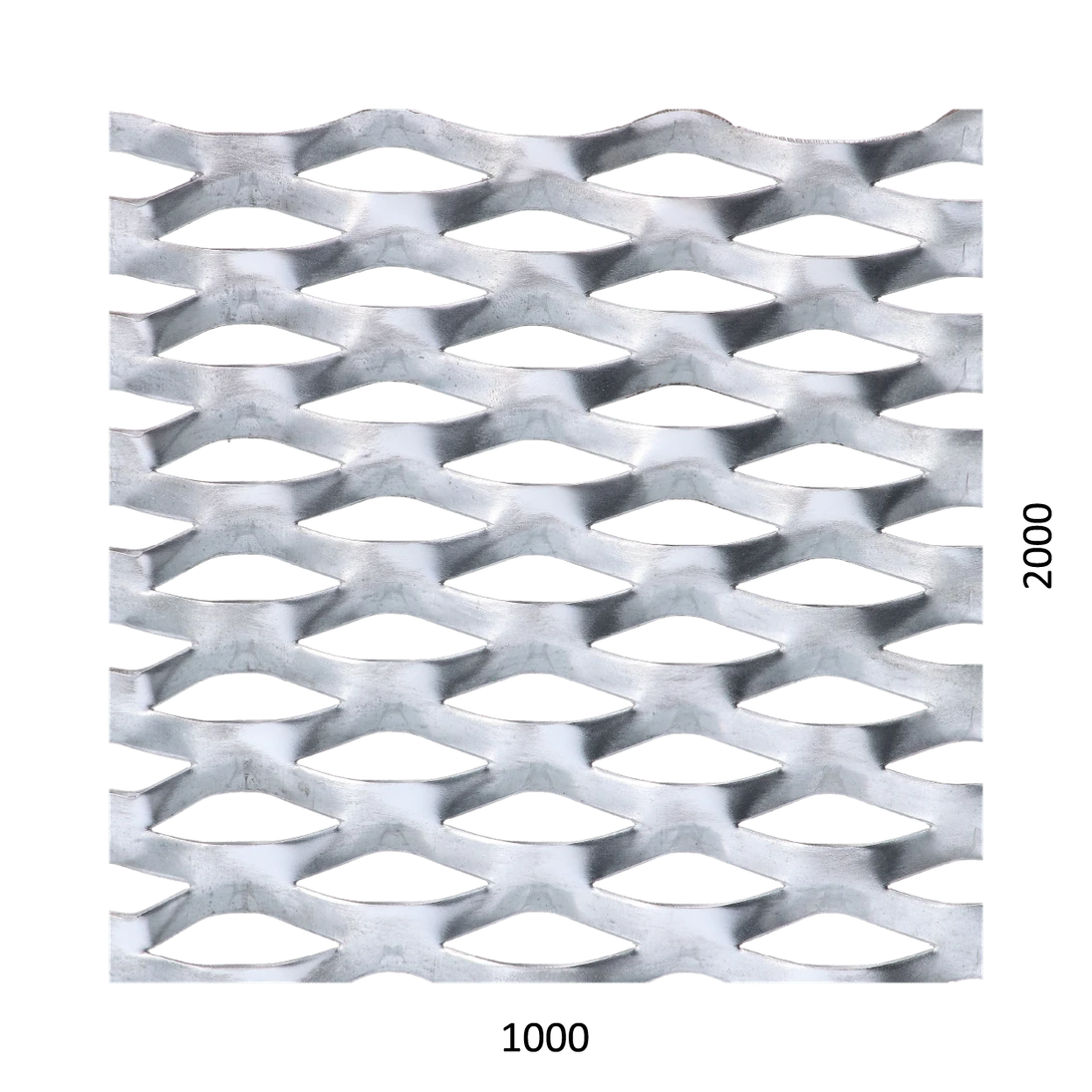 Tahokov Zn kosočtvorcové oko: 62 x 25 mm, můstek: 9 mm (1000x2000 x 1,5 mm)