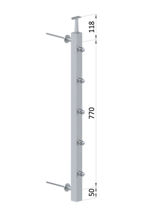 Nerezový stĺp fr. balkón, bočné kotvenie, 5-radový, ľavý - slide 1