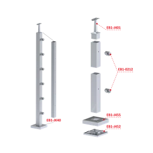 Nerezový stĺp, vrchné kotvenie, 6-radový priechodný - slide 2