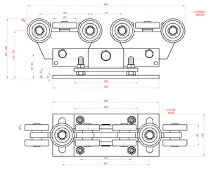 Vozík do 550 kg, nastaviteľný, profil 80 x 80 mm, pozink - slide 2