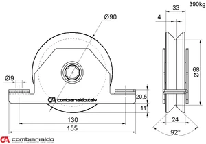 Vodiace koliesko ø 90mm pre zapustenie, nosnosť 390 kg - slide 1