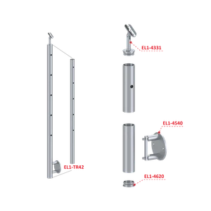 Nerezový sloup, boční kotvení, 5děrový koncový, pravý - slide 2