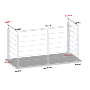 Nerezový sloup, vrchní kotvení, 6děrový koncový - slide 1