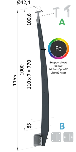 Kombinovaný Fe vypalovaný sloup, boční kotvení, 8-děrový