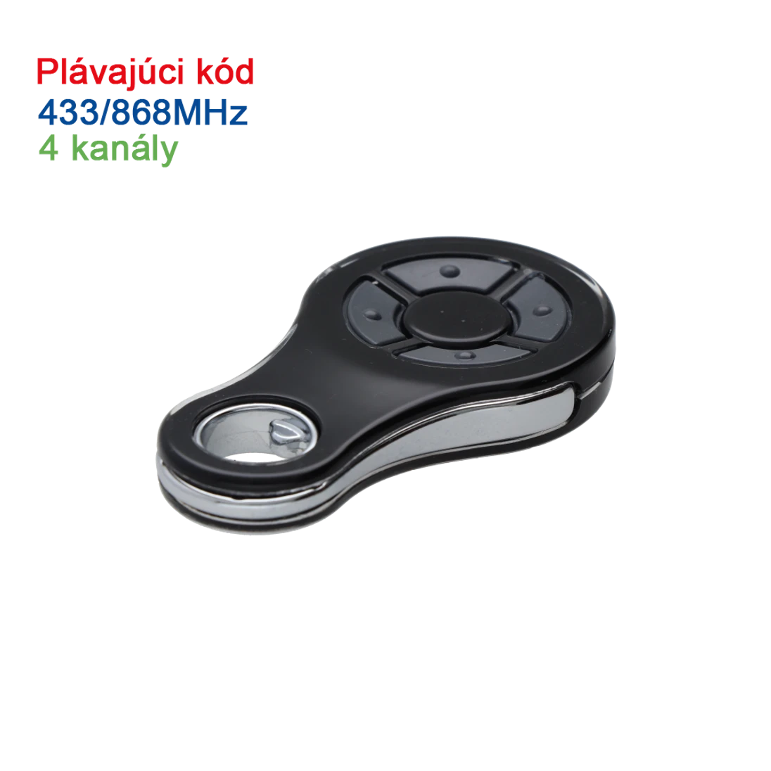 Vysílač 4-kanálový, 433/868MHz, plovoucí kód, černý