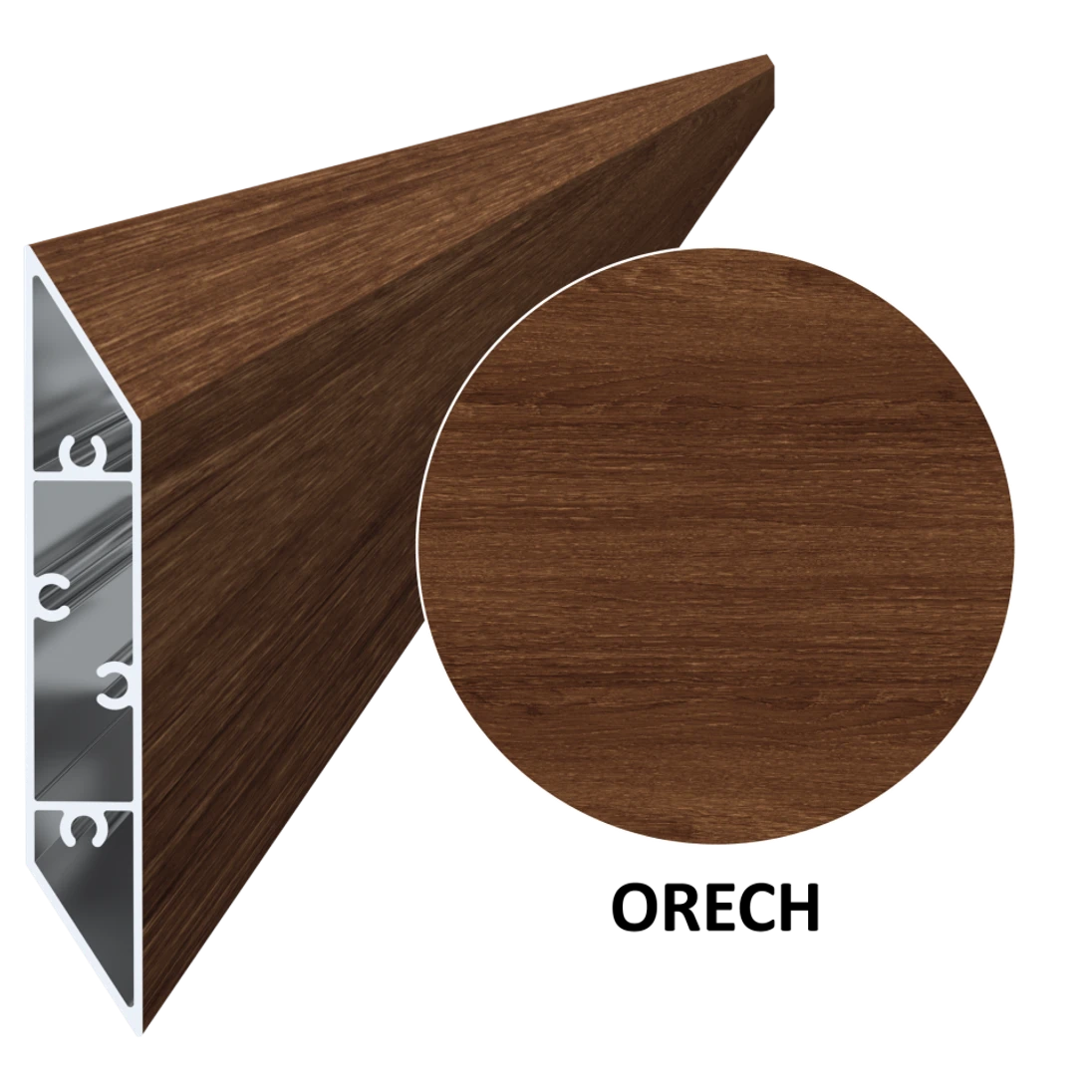 Al profil 108 x 16 x 6000 mm, lak se strukturou OŘECH