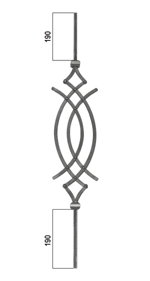 Tyč 12 x 12 x 950 mm, ornament nýtovaný 570 x 165 mm - slide 3