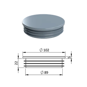 Vnitřní krytka kulatá ø 102 mm, plastová, šedá - slide 0