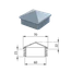 Krytka plastová se stříškou 70 x 70 mm, šedá
