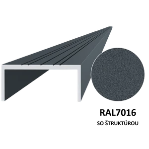 U profil 50 x 22 x 6000 mm, Al, lak so štruktúrou RAL 7016 - slide 0