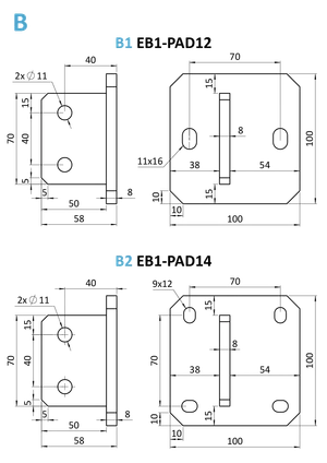 Nerezový vypaľovaný stĺp, vrchné kotvenie, 8-dierový - slide 2