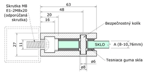 Svorka plochá na jekl 40 x 40 mm, broušená nerez AISI 304 - slide 2