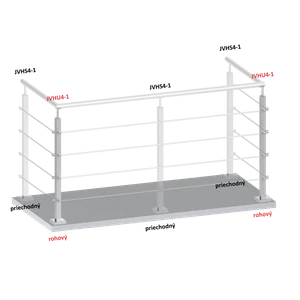 Nerezový stĺp, vrchné kotvenie, 4-radový rohový - slide 1