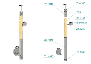 Dřevěný sloup, boční kotvení, výplň: sklo, pravý - slide 1