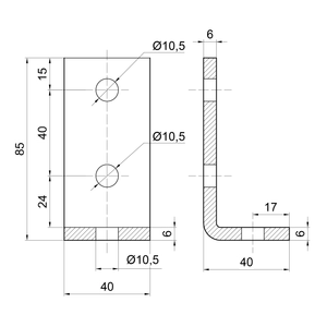 Montážny uholník 38 - 90° pre profil 41 x 21/41 x 41 mm - slide 1