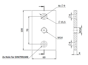 Kotvicí deska k EB1-ZPK01, broušená nerez AISI304 - slide 1