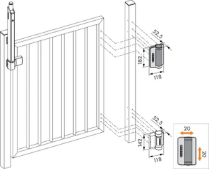 Samozatvárateľné pánty pre brány do 60 kg/1,1 m, do 180° - slide 1