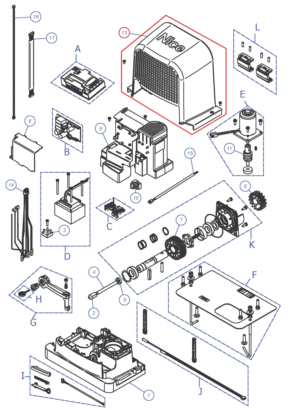 PD2123B0002 Vrchný kryt motora RBS400, RBS600