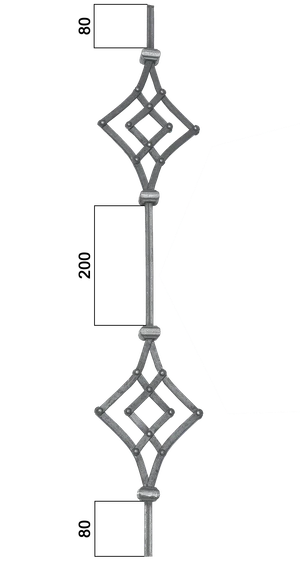 DOPREDAJ tyč 12 x12 950 mm, ornament nitovaný 680 x 180 mm - slide 1