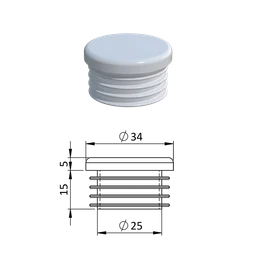 Vnitřní krytka kulatá ø 34 mm, plastová, bílá