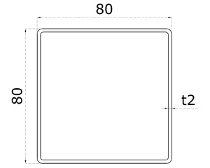 Profil 80 x 80 x 2 x 3000 mm, brúsená nerez AISI 304 - slide 1