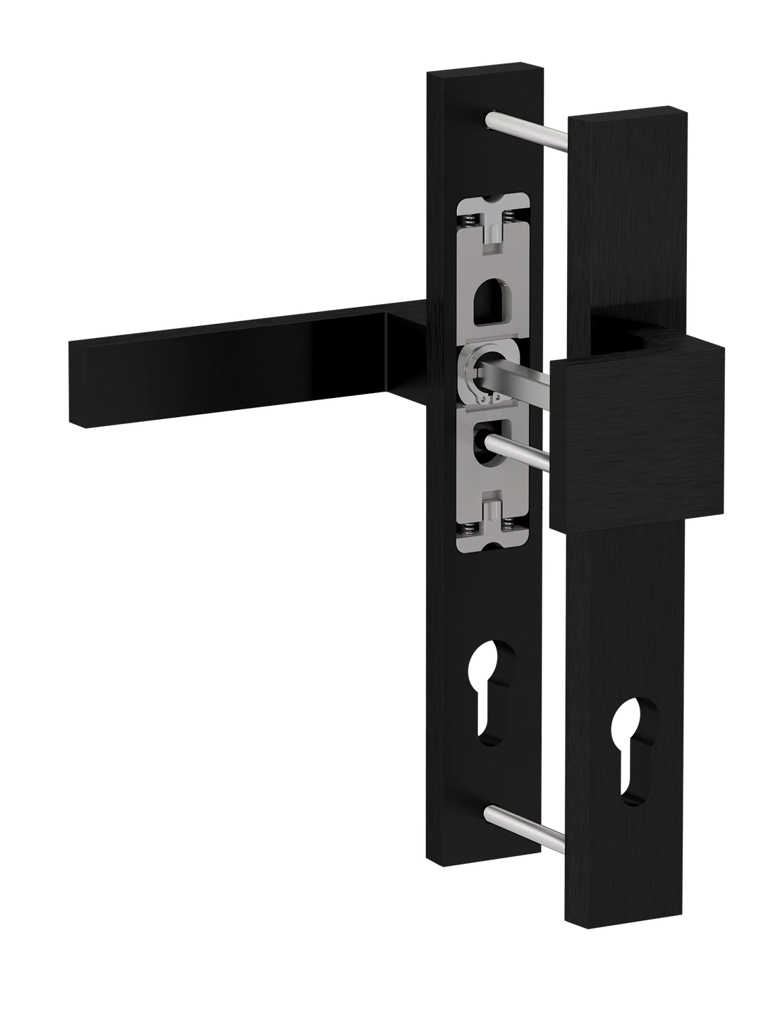 Hliníkový set so štítom kľučka/guľa, čierny brúsený elox