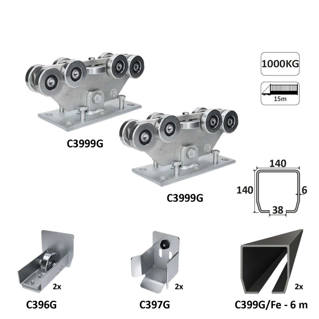 GRANDE-9 samonos do 1000 kg/15 m, profil 140 x 140 x 6 mm