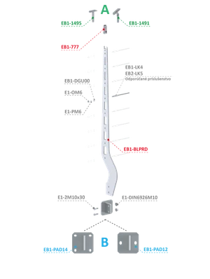 Nerezový vypaľovaný stĺp, bočné kotvenie, 8-dierový - slide 1
