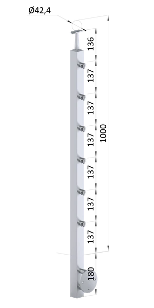 Nerezový sloup, boční kotvení, 6řadový průchozí, vnitřní - slide 0