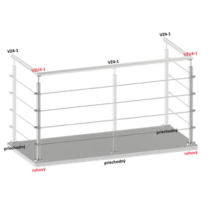 Nerezový sloup, vrchní kotvení, 4řadový, rohový: 90° - slide 2