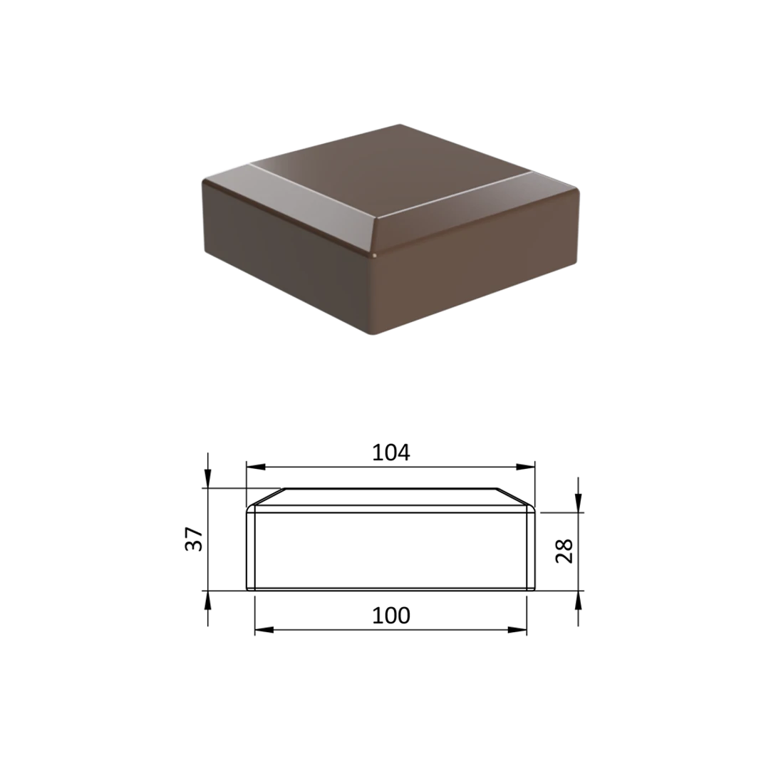 Vonkajšia krytka 100 x 100 mm, plastová PE, hnedá