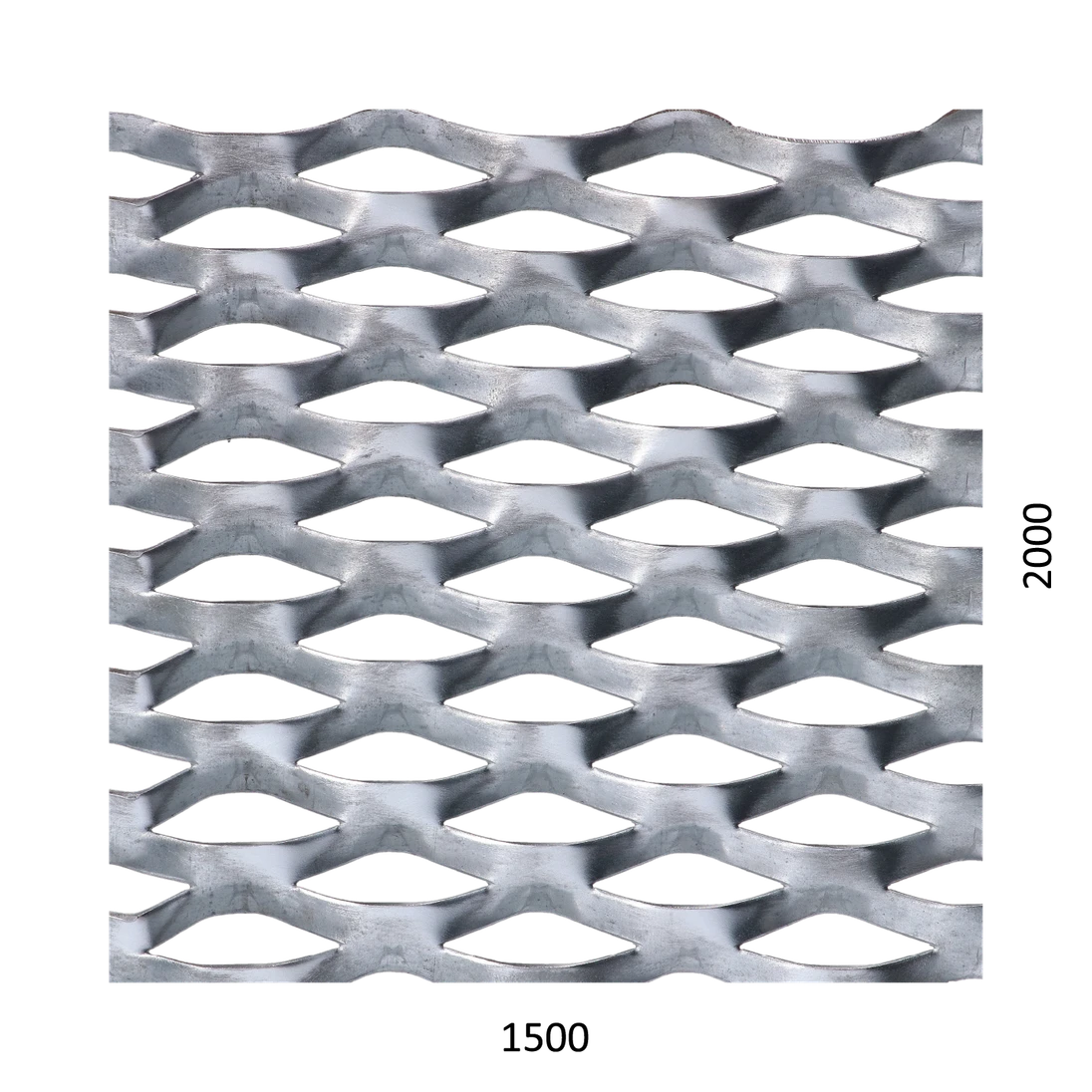 Tahokov Fe kosočtvercové oko: 62x25 mm, můstek: 9 mm (1500x2000x1,5 mm)