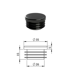 Vnútorná krytka guľatá ø 35 mm, plastová, čierna - slide 0