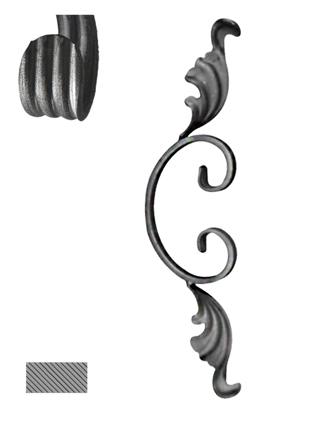 Céčko s lístkami, 320 x 80 mm, 12 x 6 mm, široké rozkutie