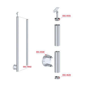 Nerezový stĺp, bočné kotvenie, bez výplne - slide 2