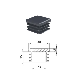 Krytka plastová 30 x 30 mm, antracit