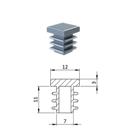 Krytka plastová 12 x 12 mm, šedá