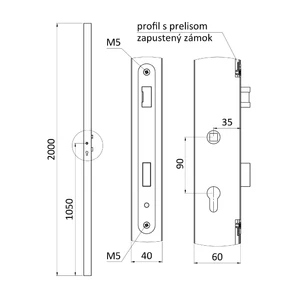 Profil 60 x 40 x 1,5 x 2000 mm so zapusteným zámkom - slide 1
